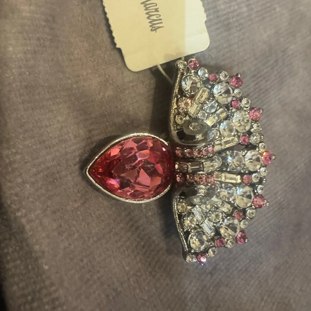 Neiman Marcus Vintage Jose Barrera Pink and Silver Brooch round & baguettes $238